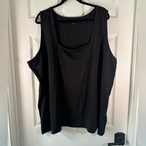 Universal Standard Boxy Pima Cotton Black Square Neck Tank Top Size 2XL